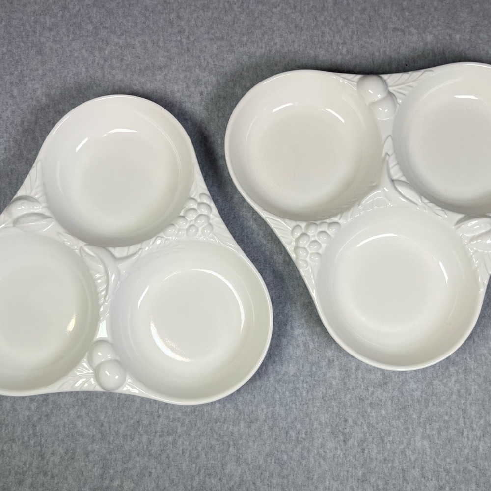 Two Studio Nova Fine China All White Embossed Serving Dish Japan